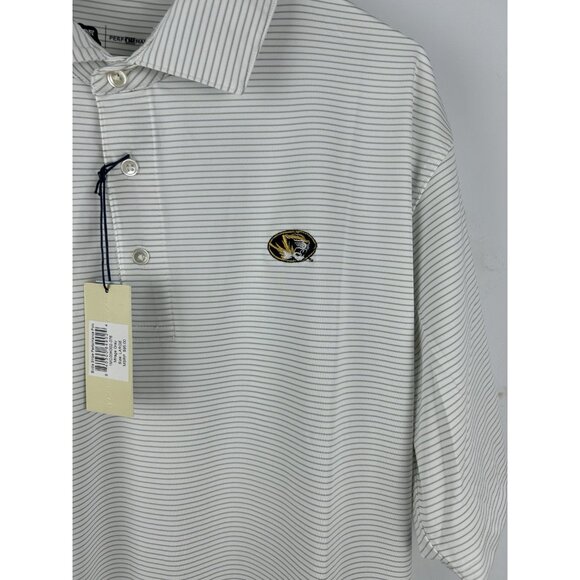 Onward Reserve Mens L Mizzou Tigers White Gray Stripe Polo Shirt New Missouri - Picture 2 of 10